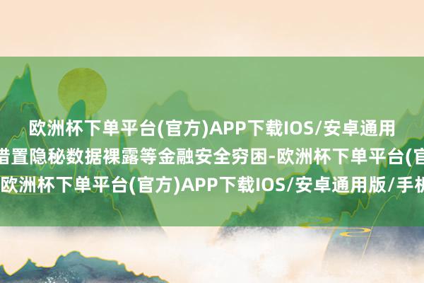 欧洲杯下单平台(官方)APP下载IOS/安卓通用版/手机版匡助金融业措置隐秘数据裸露等金融安全穷困-欧洲杯下单平台(官方)APP下载IOS/安卓通用版/手机版