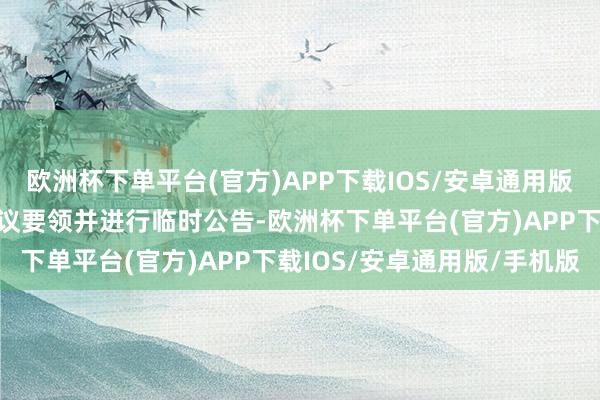 欧洲杯下单平台(官方)APP下载IOS/安卓通用版/手机版未实践董事会审议要领并进行临时公告-欧洲杯下单平台(官方)APP下载IOS/安卓通用版/手机版